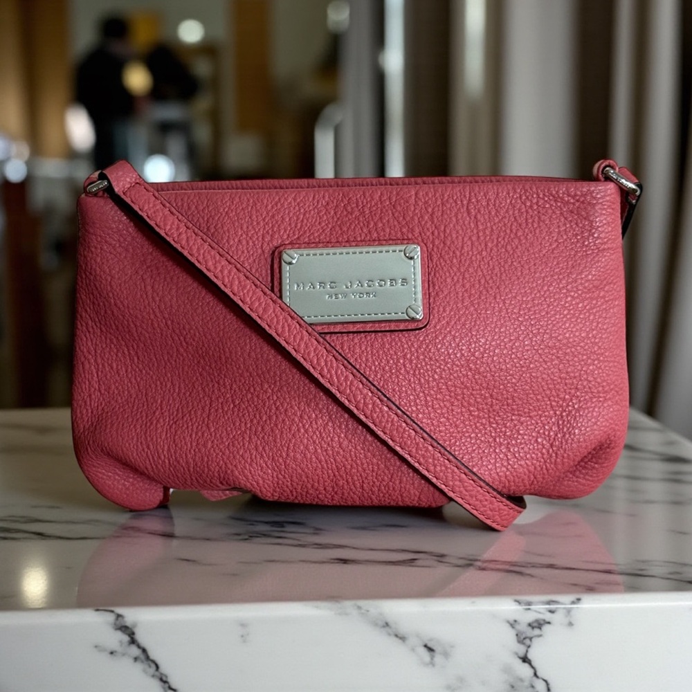 Authentic Marc Jacobs Salmon Pink Leather Crossbody Bag! COA included!